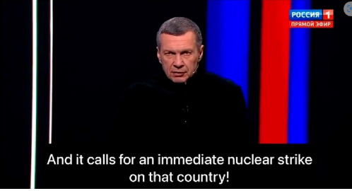 (Видео) Пропагандистот на Путин: Ќе започнеме нуклеарен напад врз земјата што ќе го уапси Путин