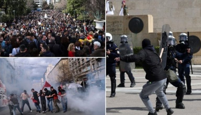 (Видео) „Државата е убиец“- Судир на демонстрантите и полицијата во Атина