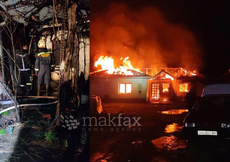 (Фото) Опожарена куќа во охридско село од гром