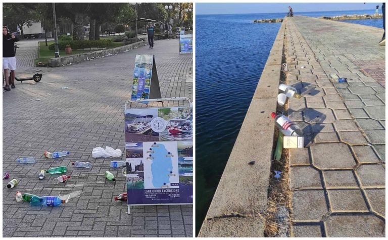 Охрид преплавен во ѓубре од туристите: расфрлани лименки, пластични шишиња и остатоци од храна
