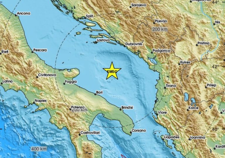 Силен земјотрес во Јадранско море