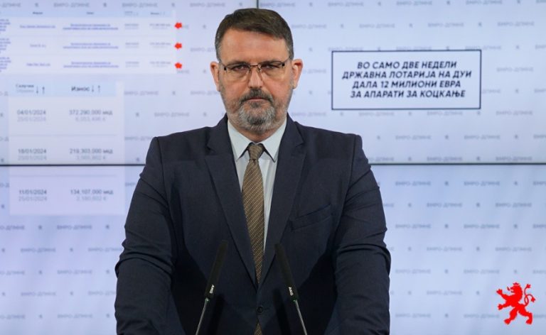 Стоилковски: Во само две недели Државна лотарија на ДУИ дала 12 милиони евра за апарати за коцкање