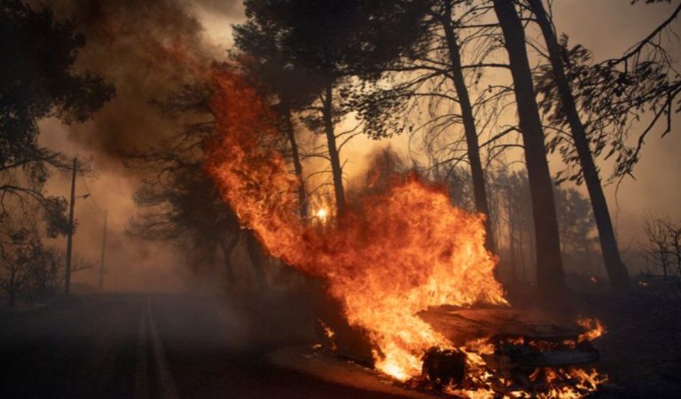 Драмата во Грција не запира: пожарот во Атика се уште беснее, ветерот го отежнува гасењето