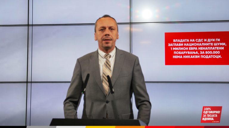 (Видео) Владата на СДС и ДУИ ги заглави Национални шуми, еден милион евра ненаплатени побарувања, за 800.000 нема никакви податоци, вели Петрушевски