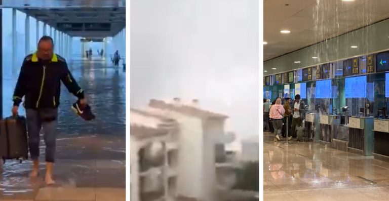 (Видео) Невреме ја зафати Барселона – вода навлезе на аеродромот, откажани летови, поплавени улици