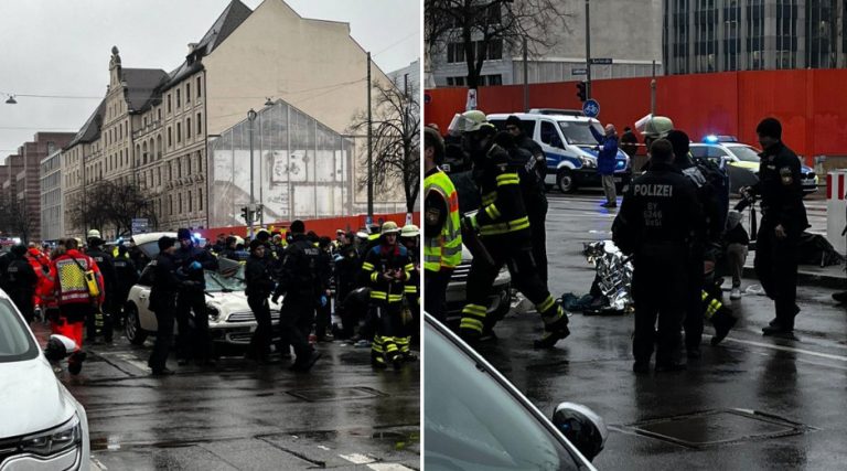 Први фотографии од Минхен по упадот на автомобил во група демонстранти