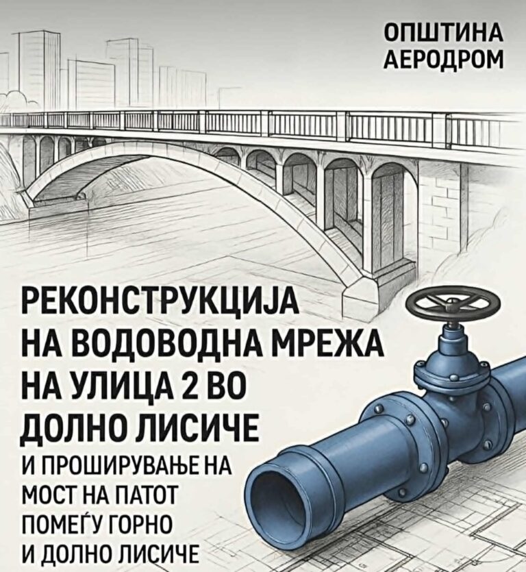 Реконструкција на водоводна мрежа и проширување на мостот на Маркова Река, најави Општина Аеродром