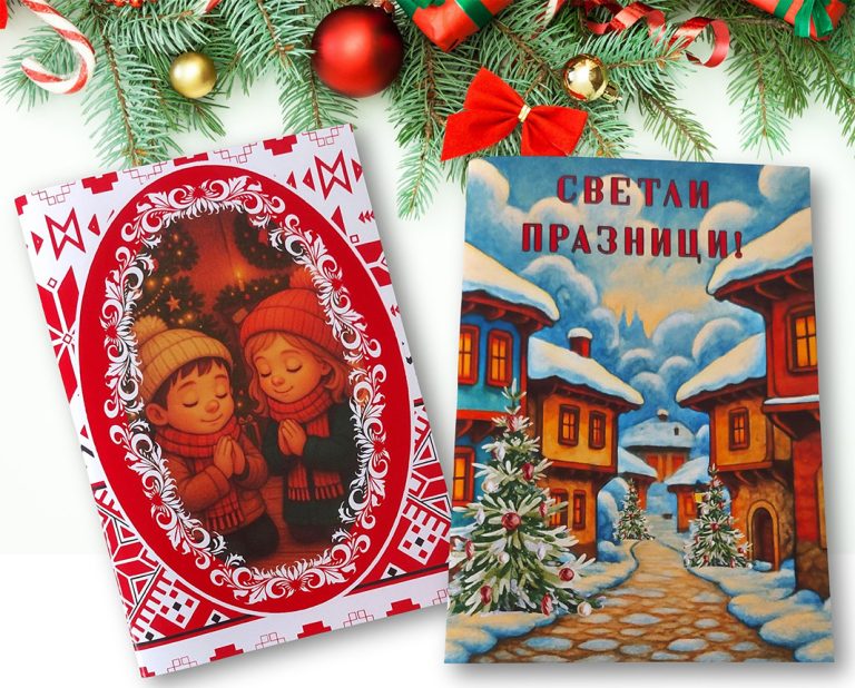 Ученик од бугарското училиште „Иван Вазов“ во Престон и Ланкастер создава божиќни честитки на бугарски јазик