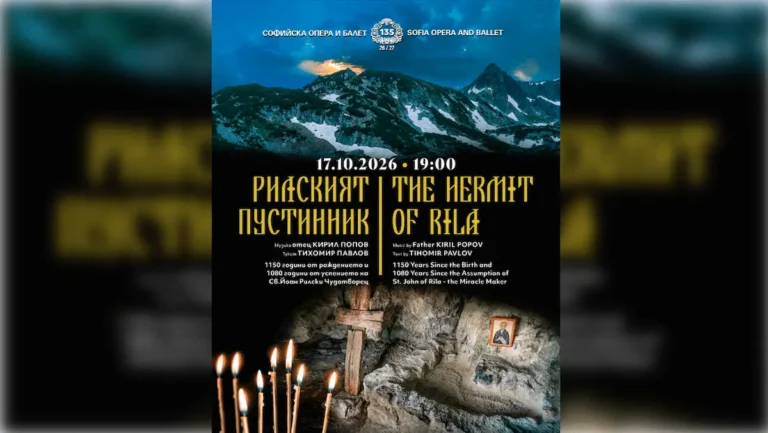 Спектаклот „Рилскиот пустиник“ ќе биде изведен вечерва на сцената на Софиската опера и балет
